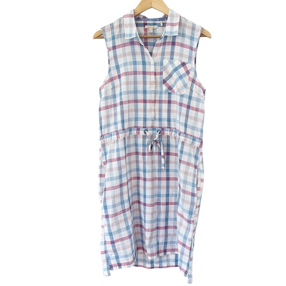 Barbour Coastal Collection Harbourside Dress Size 4 Skyline Blue Check size 6 - Picture 7 of 8
